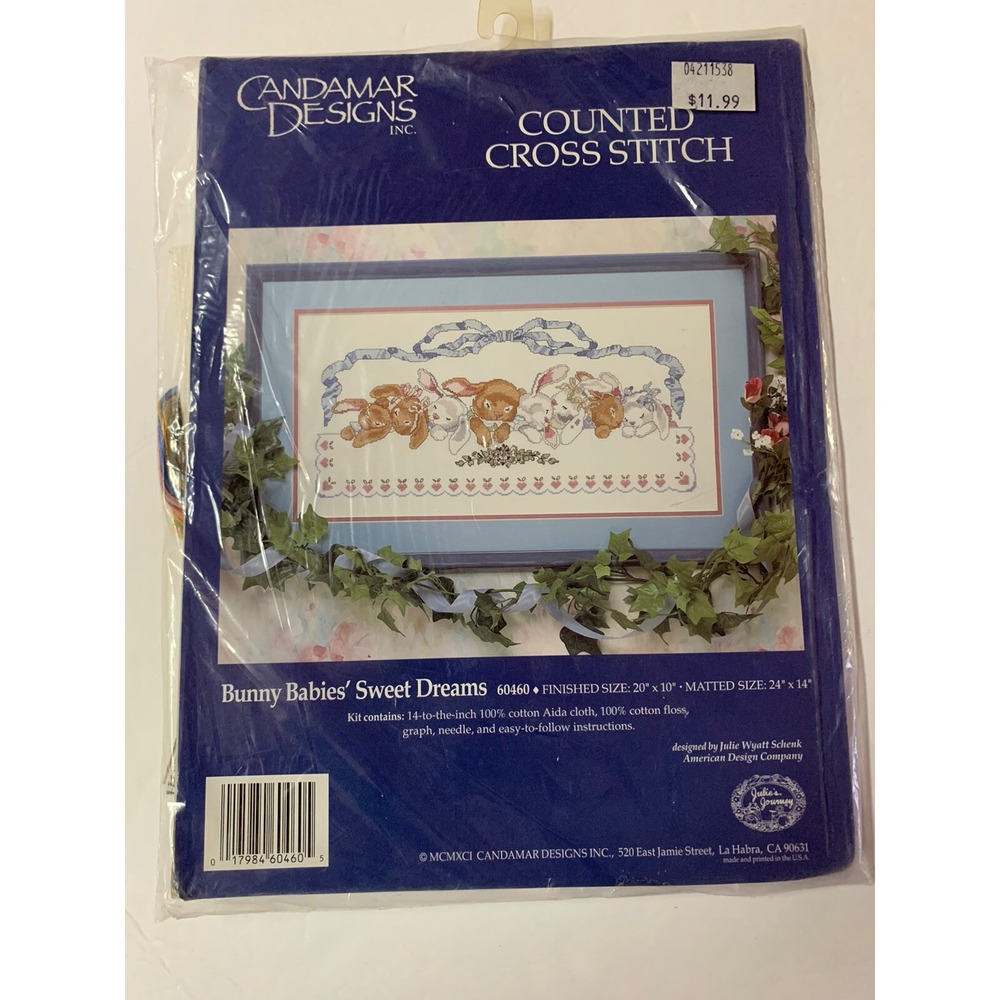 Candamar Designs Counted Cross Stitch Kit Bunny Babies' Sweet Dreams 60460 1991